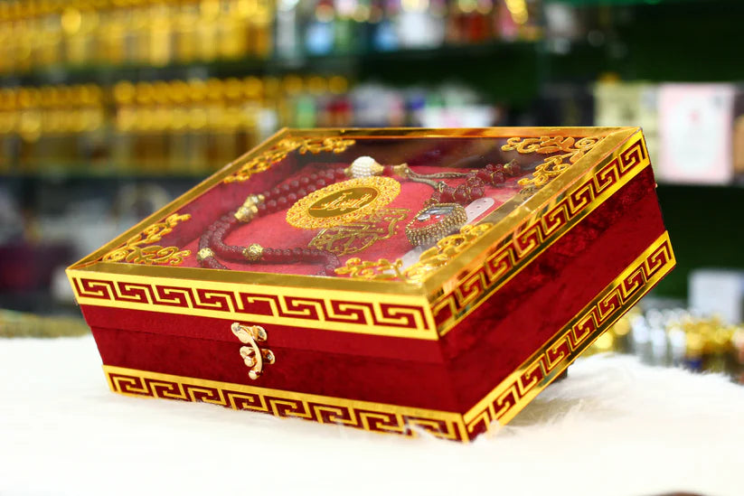 Red Acrylic Box Quran Pak with Rehal | Luxury Holy Quran Gift Sets