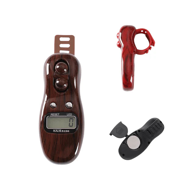 Classic Digital Tasbeeh Counter | Electronic Finger Tally in Premium Wood-Grain Finish | Ring Counter
