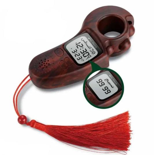 Digital Azan Watch and Tally Counter with Beads and LED Light (Night Mode) Tasbih | With Qibla Compas Zikr Tasbih